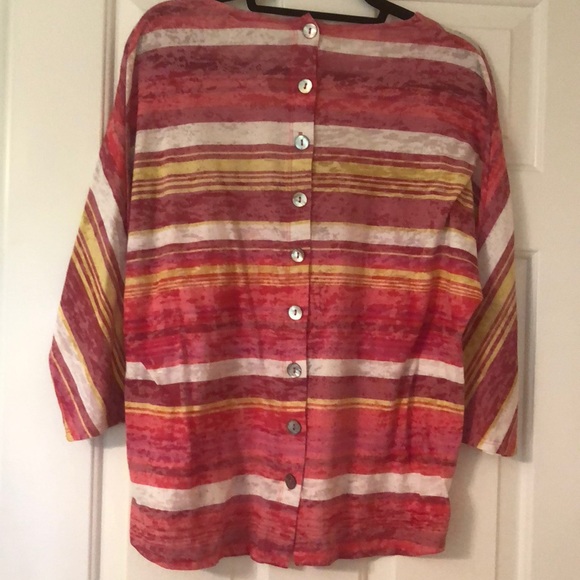 Coldwater Creek Striped Top Pink & Yellow Size 14 - Picture 2 of 4